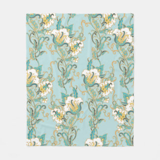 Couverture Polaire Motif floral sans parfum avec fleurs de coton blan