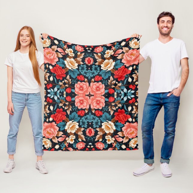 Couverture Polaire Motif floral transparent Design élégant et intempo (En situation)