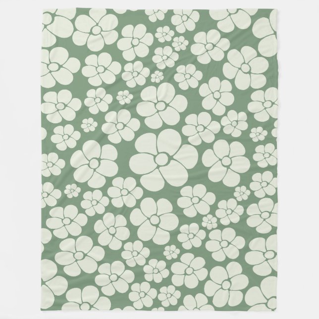 Couverture Polaire Motif floral - Vert (Devant)