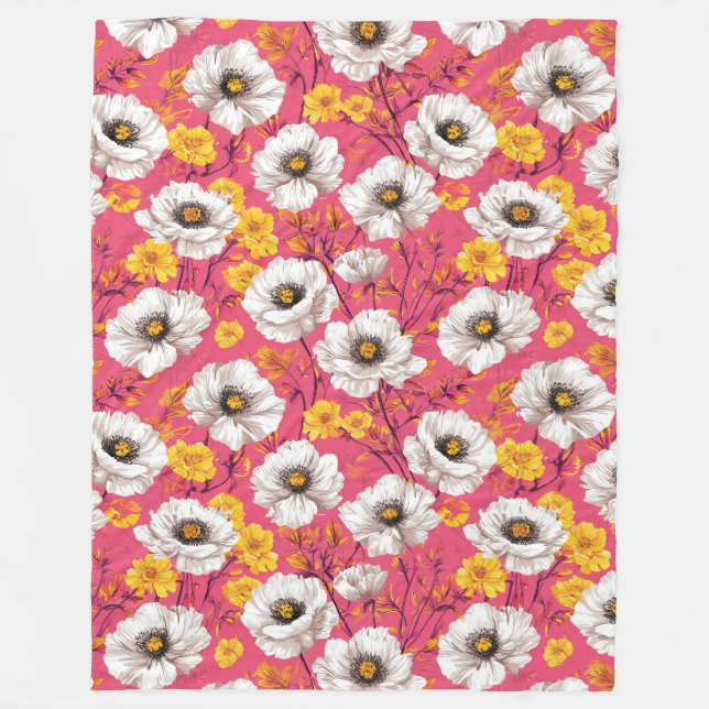 Couverture Polaire Motif floral vibrant (Devant)
