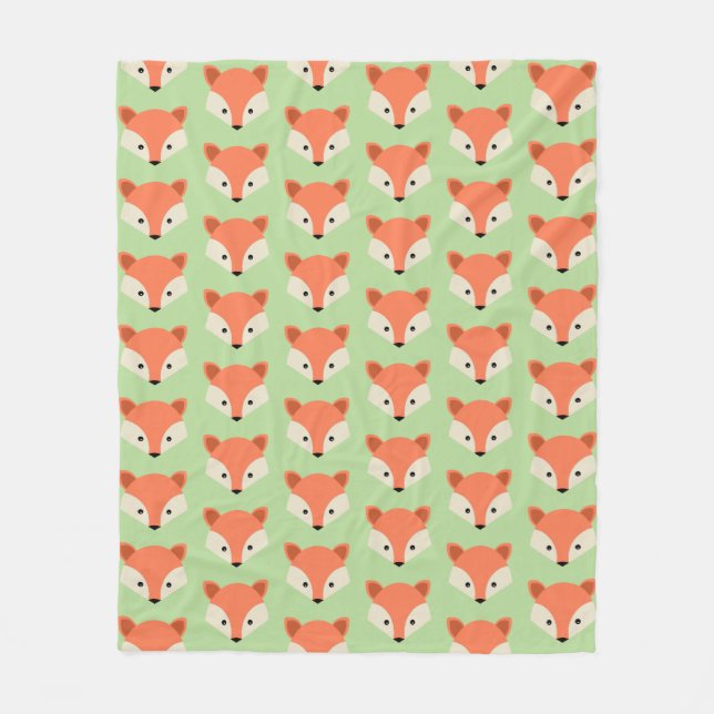 Couverture Polaire Motif Fox mignon sur vert (Devant)