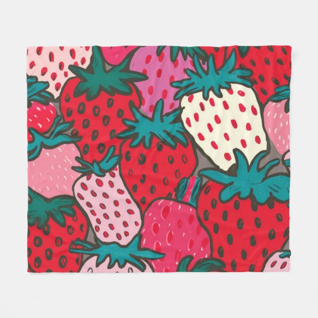 Couverture Polaire Motif Fraise (Devant (Horizontal))