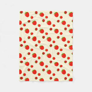Couverture Polaire Motif fraise rouge sur rose pâle