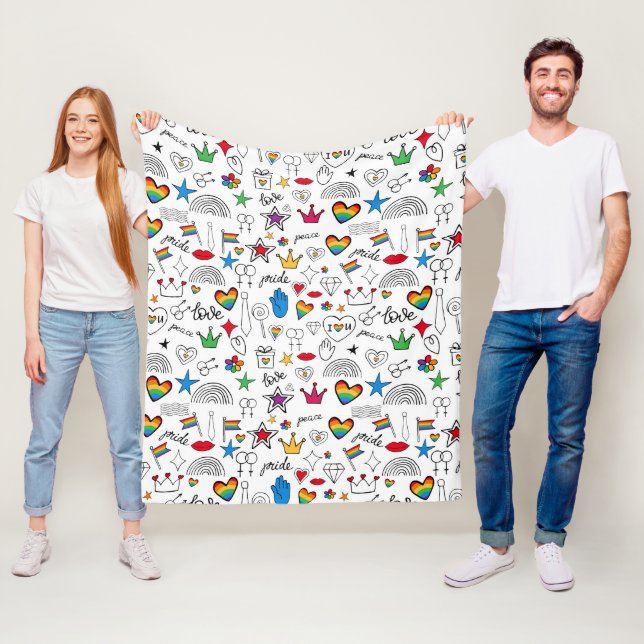 Couverture Polaire Motif Gay pride Doodle (En situation)