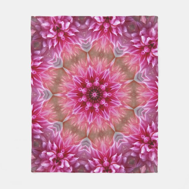 Couverture Polaire Motif géométrique à fleurs rose Mandala-67545 (Devant)