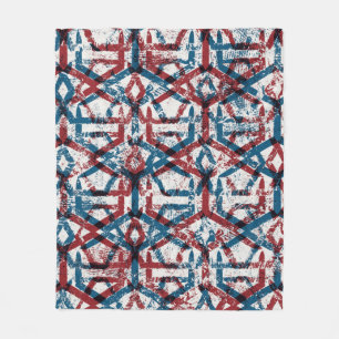Couverture Polaire Motif géométrique abstrait en bl rouge plat