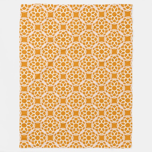 Couverture Polaire Motif géométrique blanc orange (Devant)