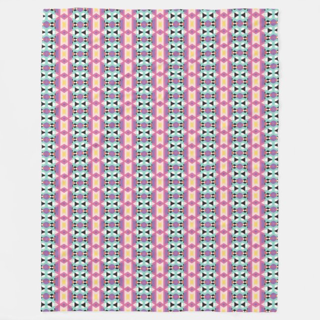 Couverture Polaire Motif géométrique bleu violet rose (Devant)