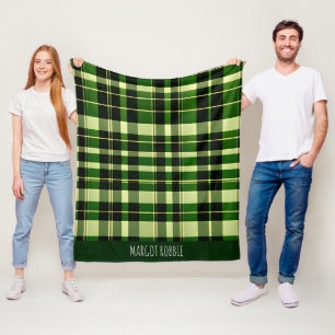 Couverture Polaire Motif géométrique britannique Green Plaid Mesh