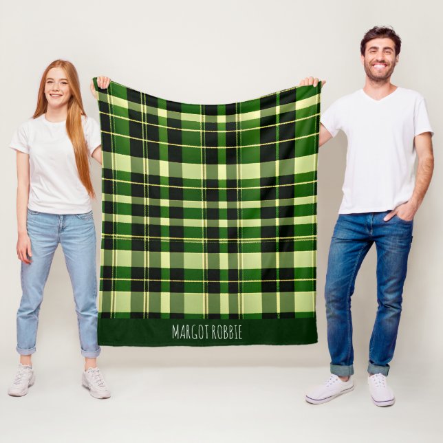 Couverture Polaire Motif géométrique britannique Green Plaid Mesh (En situation)