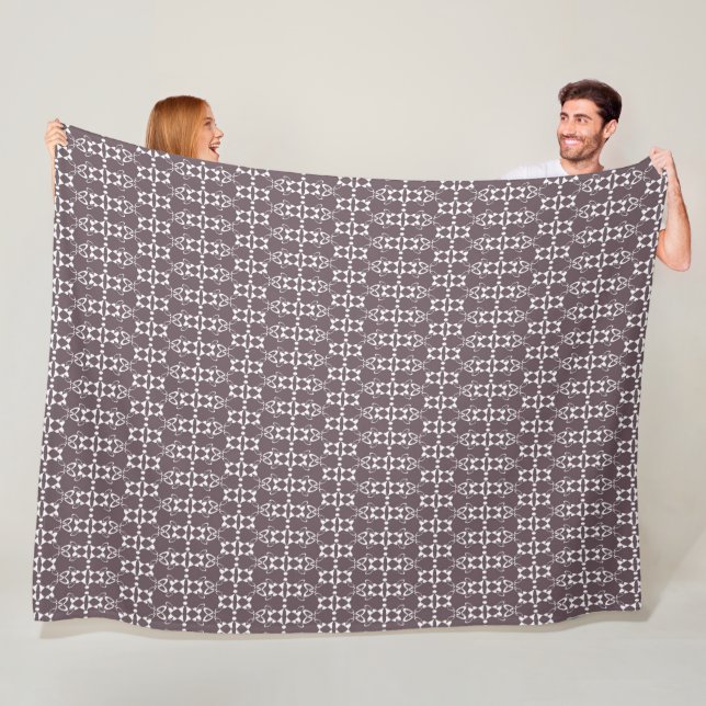 Couverture Polaire motif géométrique Brown et blanc (En situation)