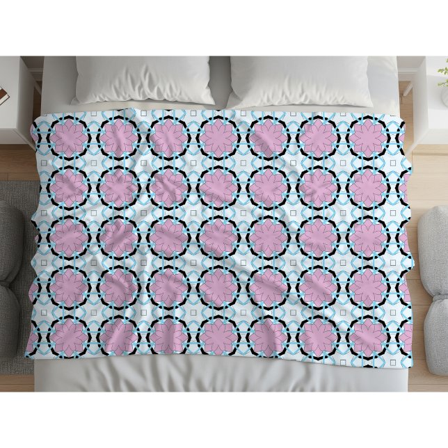 Couverture Polaire Motif géométrique circulaire rose  (Créateur téléchargé)
