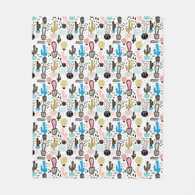 Couverture Polaire Motif géométrique de cactus moderne (Devant)