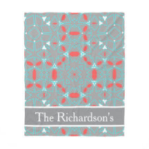 Motif géométrique élégant Corail Turquoise Gris