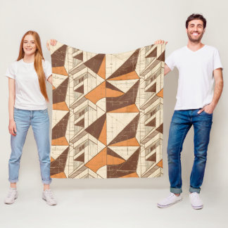 Couverture Polaire Motif géométrique en arche rétro des années 1970 e
