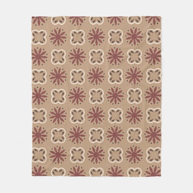Couverture Polaire Motif géométrique en mosaïque marocaine beige Brow (Devant)
