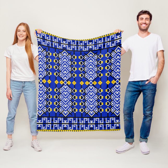 Couverture Polaire Motif géométrique ethnique moderne (En situation)