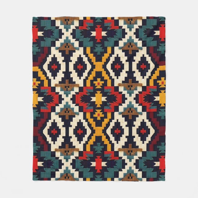 Couverture Polaire Motif géométrique ethnique traditionnel (Devant)