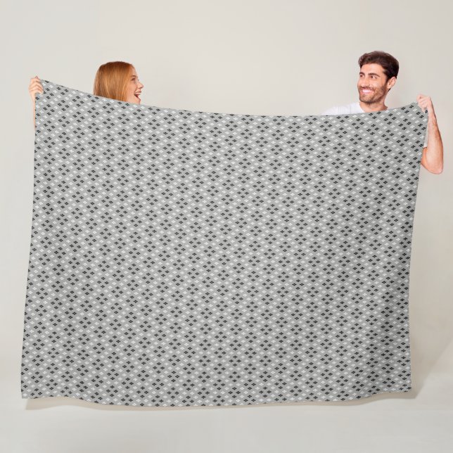 Couverture Polaire motif géométrique gris noir et blanc fin (En situation)