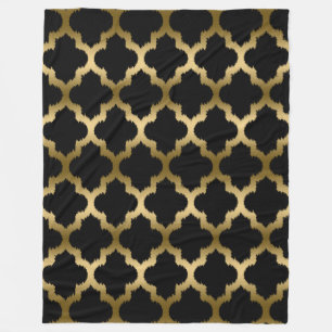 Couverture Polaire Motif Géométrique Ikat Or Et Noir