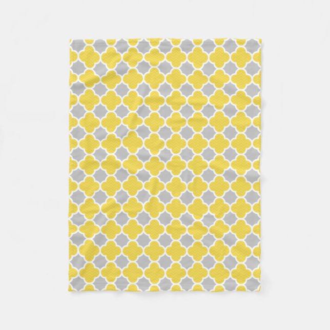 Couverture Polaire Motif géométrique jaune et gris de Quatrefoil (Devant)