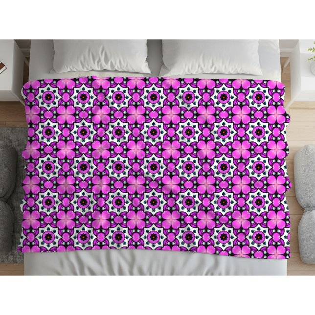 Couverture Polaire Motif géométrique mandala violet et noir (Créateur téléchargé)