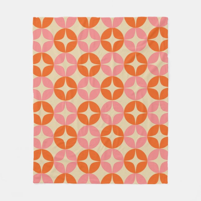 Couverture Polaire Motif géométrique Mod Rose orange Mid Century (Devant)