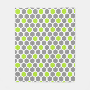Couverture Polaire Motif géométrique moderne Lime Green Grey Hexagon