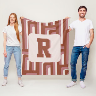 Couverture Polaire Motif géométrique Monogram Retro Terracotta
