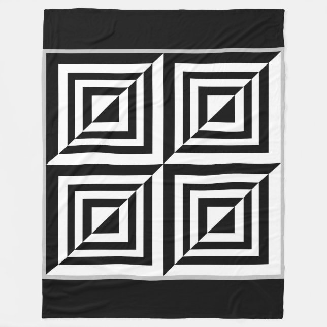 Couverture Polaire Motif géométrique noir et blanc (Devant)