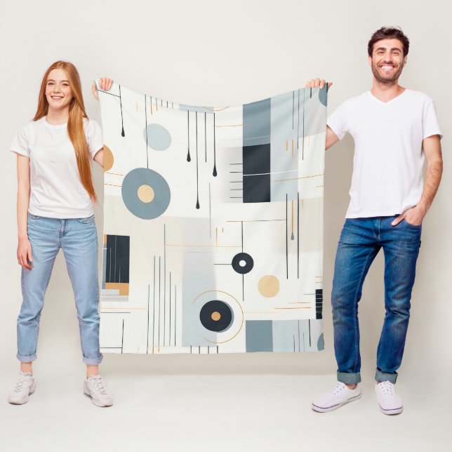 Couverture Polaire Motif géométrique rétro aux tons pastel (En situation)