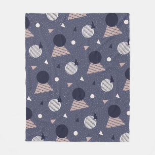 Couverture Polaire Motif géométrique rétro du triangle gris bleu