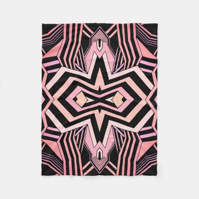 Couverture Polaire Motif géométrique rose et noir (couleur réglable) (Devant)