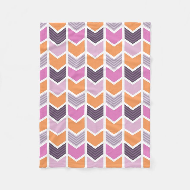 Couverture Polaire Motif géométrique rose pourpre orange de Chevron (Devant)
