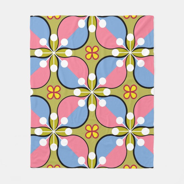 Couverture Polaire Motif géométrique sans couture avec fleurs (Devant)