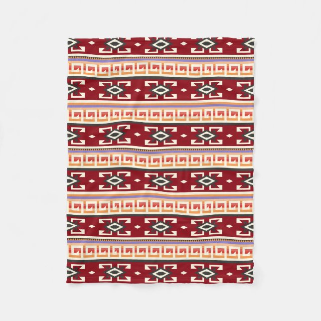 Couverture Polaire Motif géométrique tribal amérindien (Devant)