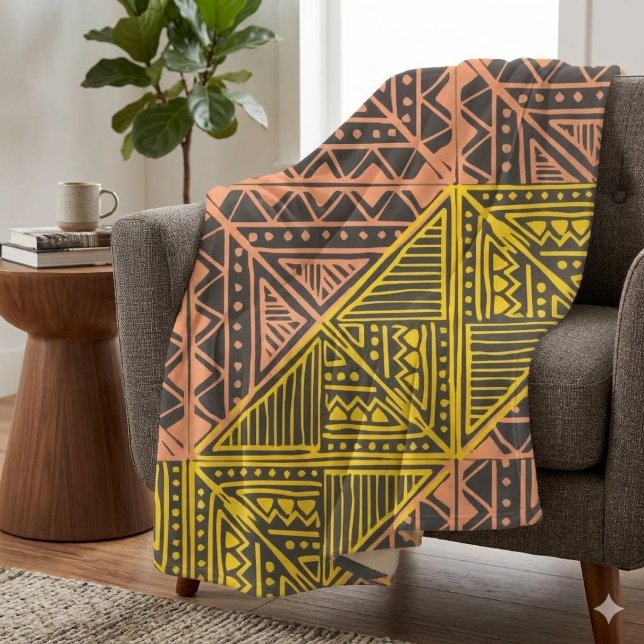 Couverture Polaire Motif géométrique tribal boho - Mudcloth aztèque  (Créateur téléchargé)