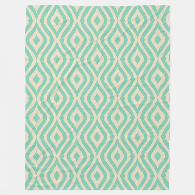 Couverture Polaire Motif géométrique turquoise-vert et crème rétro (Devant)
