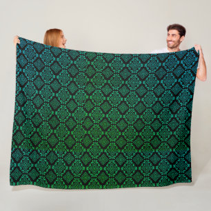 Couverture Polaire Motif géométrique vert / Impression indienne