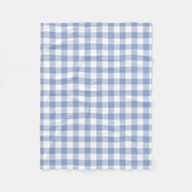 Couverture Polaire Motif Gingham Bleu Clair Imprimé Carreaux Classiqu (Devant)