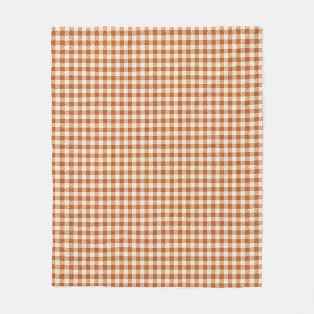 Couverture Polaire Motif Gingham Orange Brûlé Automnal carreauté (Devant)