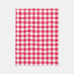 Couverture Polaire Motif Gingham Rouge et Blanc Classique Rustique