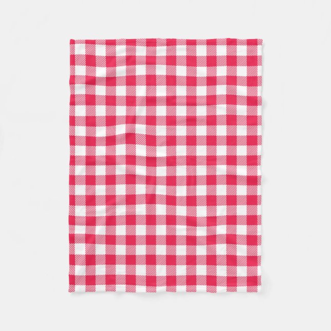 Couverture Polaire Motif Gingham Rouge et Blanc Classique Rustique (Devant)