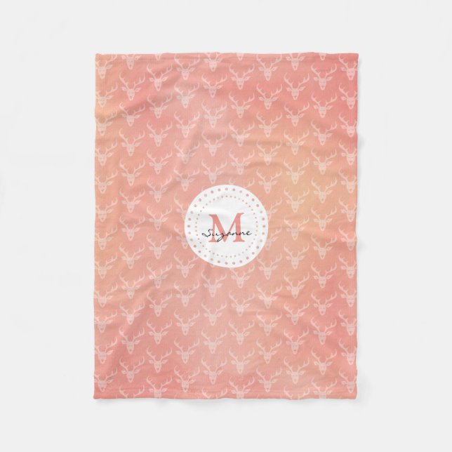 Couverture Polaire Motif Girly mignon de cerfs communs décoré d'un (Devant)