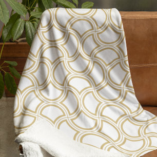 Couverture Polaire Motif Gold Art Déco en blanc