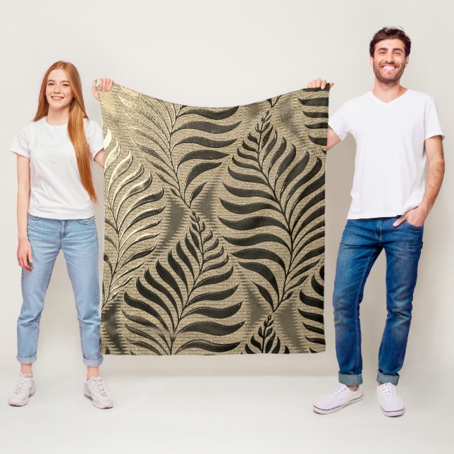 Couverture Polaire Motif Gold Leaf (En situation)