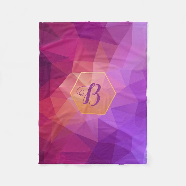 Couverture Polaire Motif graphique monogramme personnalisé violet vio (Devant)