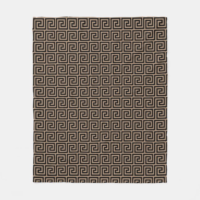 Couverture Polaire Motif grec élégant noir et beige (Devant)