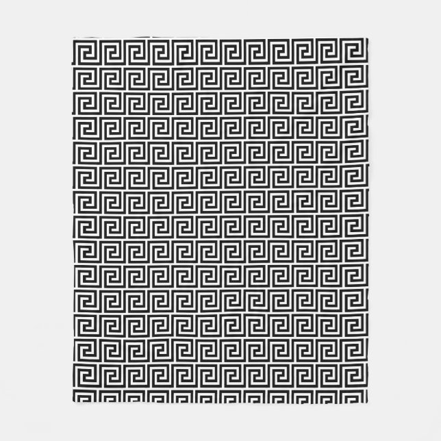 Couverture Polaire Motif Grec Élégant Noir et Blanc (Devant)