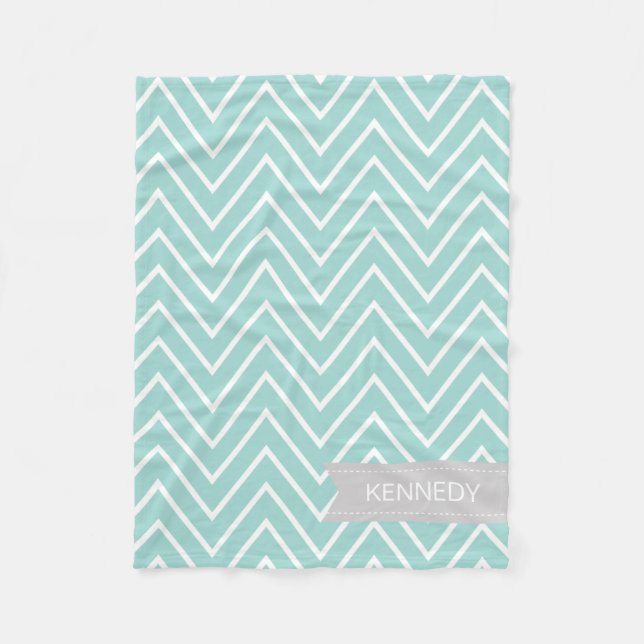 Couverture Polaire Motif gris de Chevron de nom de vert fait sur (Devant)